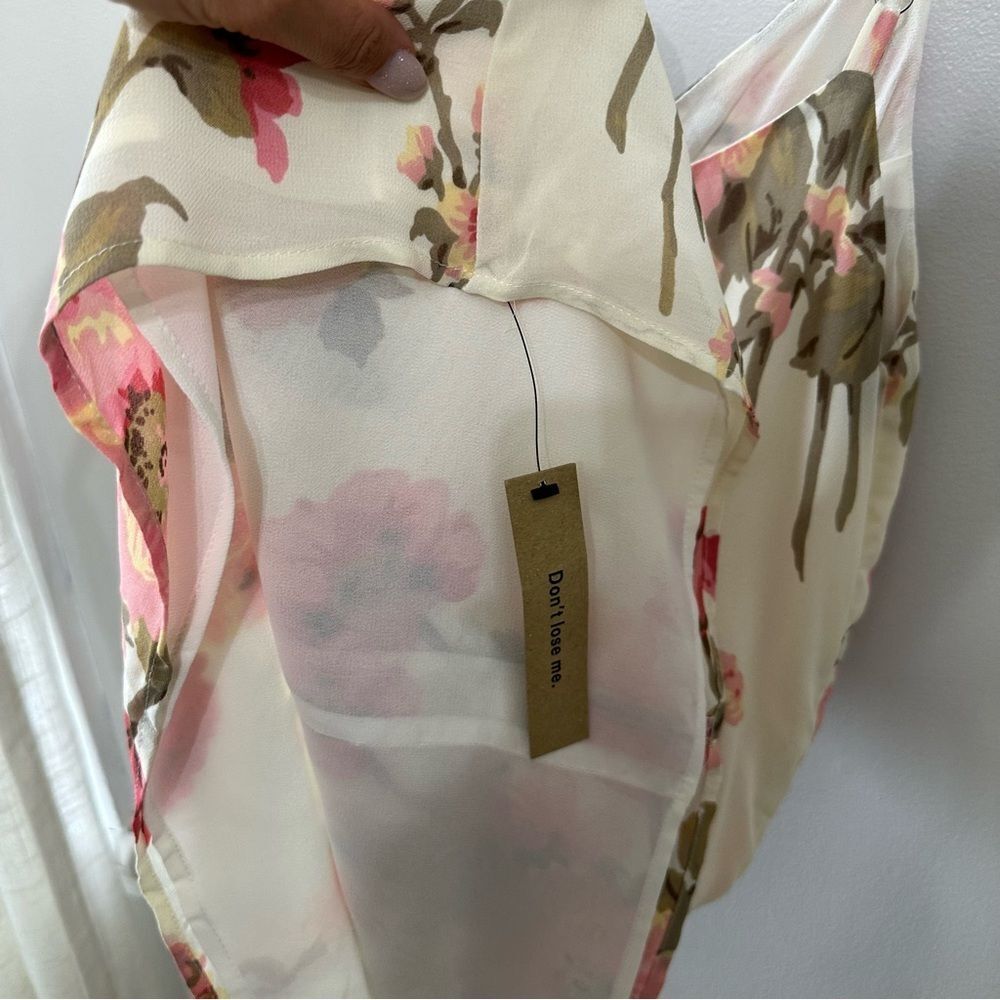 Reformation Cream Mini Dress with Pink Floral Print - Picture 6 of 7